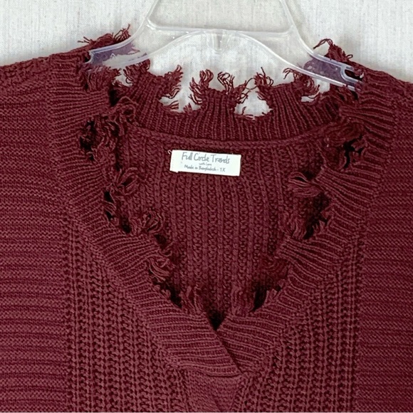 Full Circle Trends~NWT~Long Sleeve Cable Knit Frayed Edge Sweater Dress~Sz 1X - Picture 4 of 14